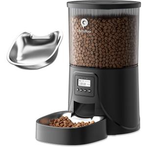 Automatic Cat Feeder: 4L Timed Cats Food Dispenser Programmable 1-6 Meal for Cat and Small Medium Dog- Auto Pet Feeder Easy to Set Up Dual Power Supply with Desiccant Bag| Detachable Washable (Black)