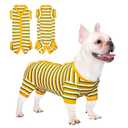 TONY HOBY Dog Pajamas, Dog Surgical Recovery Suit, Knitted Dogs Shirt for Small Medium Dogs (Yellow&Green, Girl, XL)