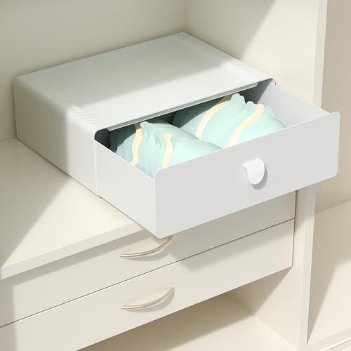 Tynulox Underwear Organizer Drawer, 1 Cell Plastic Bras Drawer, Stackable Closet Organizer, Storage Box for Socks, Panties, Snacks, Grey