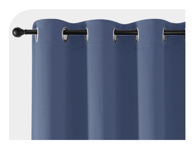 Stone Blue Blackout Curtains for Living Room, Room Darkening Thermal Insulated Solid Drapes for Bedroom Cabin Sliding Glass Door, 82×42 in