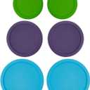 Replacement Lids for Pyrex Containers Round Glass Food Plastic (2) 2-Cup Green (2) 4-Cup Purple (2) 7-Cup Light Blue