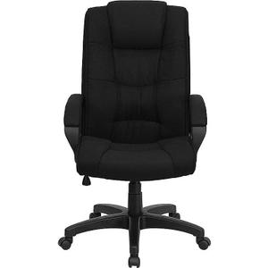Flash Furniture Jessica High Back Black Fabric Executive Swivel Office Chair with Arms