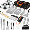 35PCS Griddle Accessories Kit, Flat Top Grill Accessories Set for Blackstone and Camp Chef, Grill Spatula Set with Enlarged Spatulas, Basting Cover, Scraper for Outdoor Barbecue
