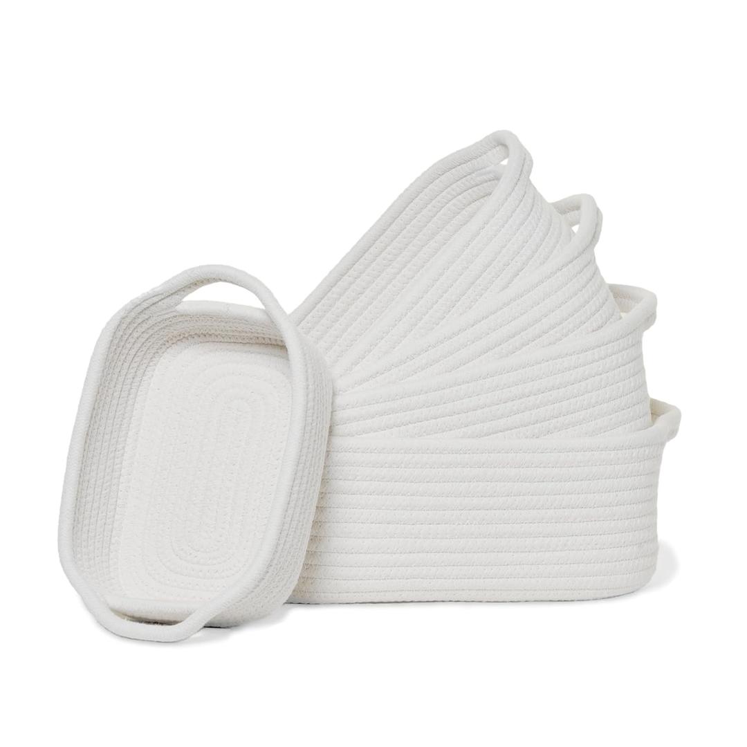 Storage Basket Set  5-Piece Baskets for Organizing Home, Shelves, Nursery, Bathroom, Dog Toys, Small to Large Decorative Baskets  Off White