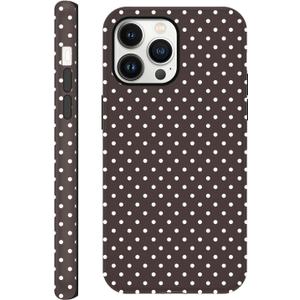Polka Dot Phone Case for iPhone 13 Pro Max Cute Trendy Pattern Case 6.7", Aesthetic Stylish Print Design 2-in-1 Matte Cover Hard PC Shockproof Soft TPU Protection Girls Women Funda, Brown