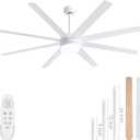 YUHAO 72 Inch White Ceiling Fan with Light and Remote Control.Noiseless,Dimmable,3CCT,6 Speeds Reversible, DC Ceiling Fans for Indoor or Covered Outdoor Use.ETL Listed