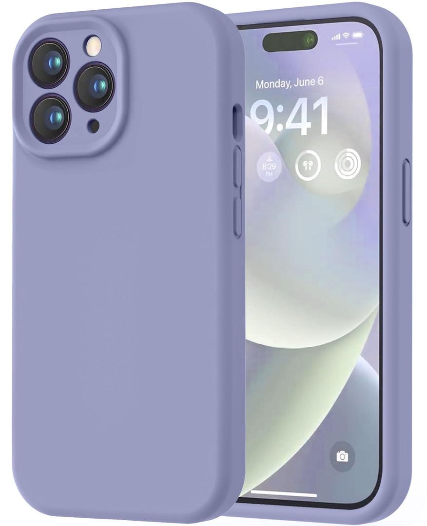 LOVE 3000 Designed for iPhone 14 Pro Case, Premium Silicone with [Soft Anti-Scratch Microfiber Lining] Shockproof Protective Phone Case for Men Women Girls 6.1", Lavender Grey