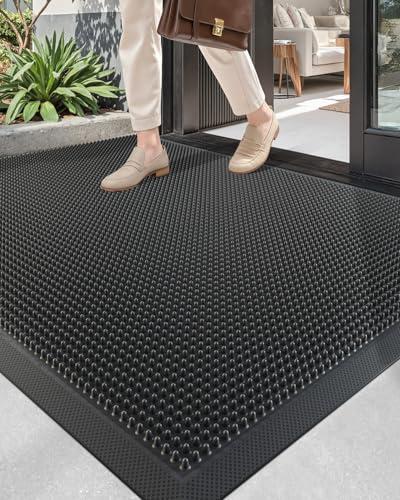Color&Geometry Large Rubber Outdoor Mats for Front Door Outside & Indoor Entrance Patio Waterproof Heavy Duty Entry Doormat -2x3 Ft Black