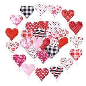 Moukeren 24 Pcs Valentine's Day Felt Heart Ornaments Stuffed Fabric Gnome Heart Bowl Filler Valentines Gifts Vase Filler Decorations for Home Wedding Basket Bowl Tiered Trays Tree Decorations
