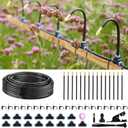 2 x 360° Automatic Drip Irrigation Kit - 5/16'' Tubing, Adjustable Universal Spray Nozzle, Copper Atomizing System for Garden/Lawn/Greenhouse - Multi-Directional Rotation, Quick Connectors, 49FT