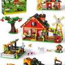Muiurple Farm House Building Set, Farm Set with Tractor Toys and Windmill, Farm Building Kits with Horse Cow and Chicks, Educational Toys for Kids Ages 6+ Easter Present Home Decoration