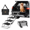 Foldable Dog Stairs for Car, SUV & Truck, 5-Step Pet Ramp with Non-Slip Surface, Portable and Lightweight Dog Steps for High Bed, Supports Up to 150 Lbs