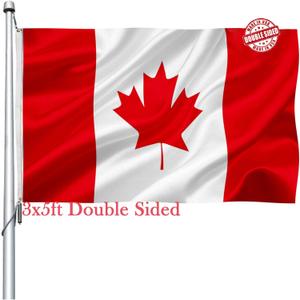 Canada Flag 3x5 Outdoor Double Sided - Vivid Color Polyester Canvas Header and 4 Rows Stitched - Canadian National Flags with Brass Grommets