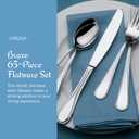 Mikasa Bravo 65-Piece Flatware Set for 12, 18/10 Stainless Steel Silverware with Full Service, Includes Forks, Knives, Spoons, and Serving Utensils