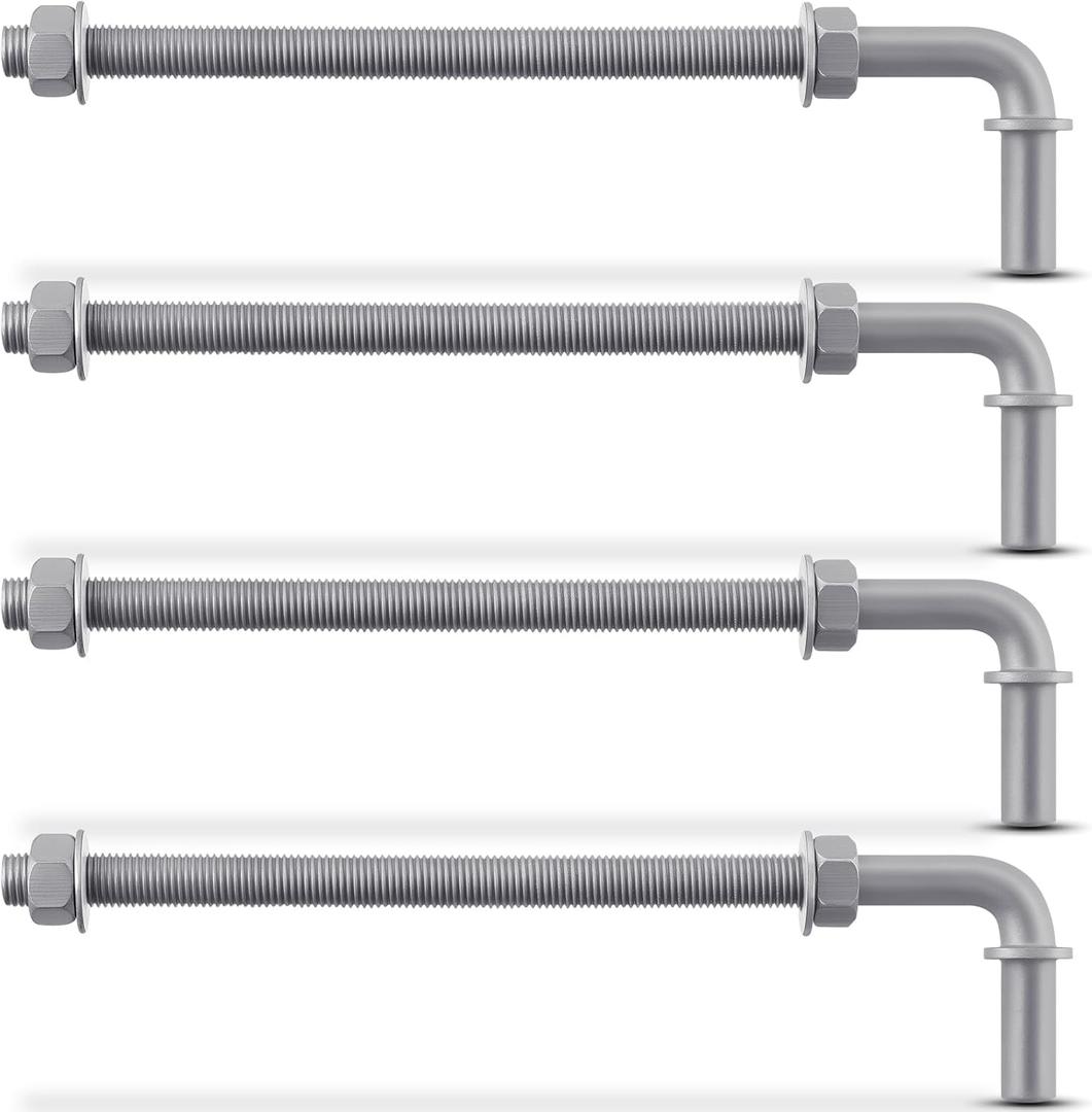 4 Pack 11" J-Bolt Gate Hinges with 5/8"-11 Galvanized J Bolt Threaded Hinges for Cattle Corral Panels, Chain Link Fence, Include Nuts Washers