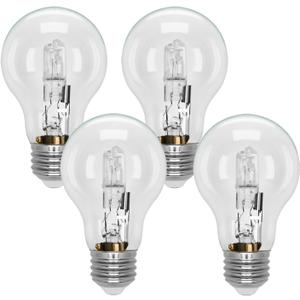 043168787963 78796 Halogen Light Bulbs 60 Watt,43Watt 120V Replacement Incandescent Light Bulbs for A19 Types E26 Thread for Home Lamps & Ceiling Fixtures,White 4PCS