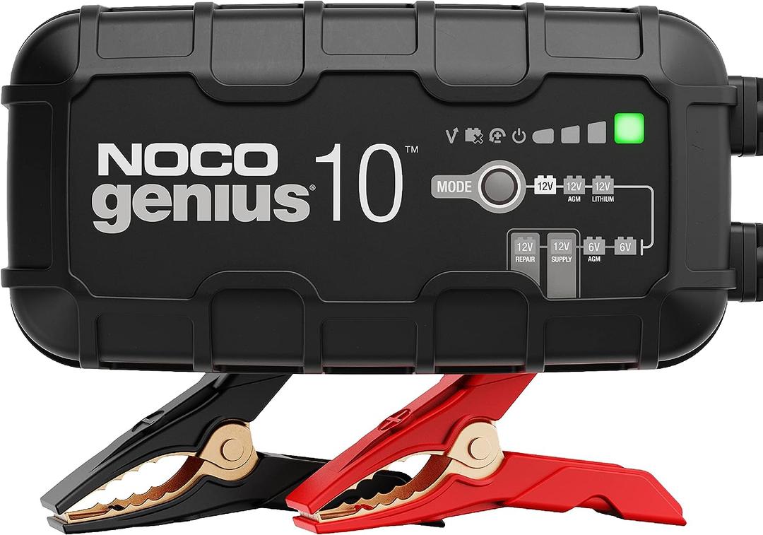 NOCO GENIUS10: 10A 6V/12V Smart Battery Charger  Automatic Maintainer, Trickle Charger & Desulfator with Overcharge Protection & Temperature Compensation  For Lead-Acid & Lithium Batteries