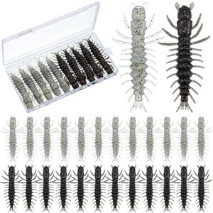 36 Pcs Hellgrammite Fishing Lures 3 Inch Soft Plastic Hellgrammite Fly Realistic Fishing Bait Artificial for Freshwater (White, Bla)