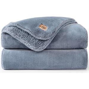 UGG Whitecap Fleece Throw Blanket, Plush Cozy Throw for Couch or Bed, Luxury Home Decor for Living Room, Ultra Soft Blankets, Machine Washable, 50-inch x 70-inch, Denim Blue
