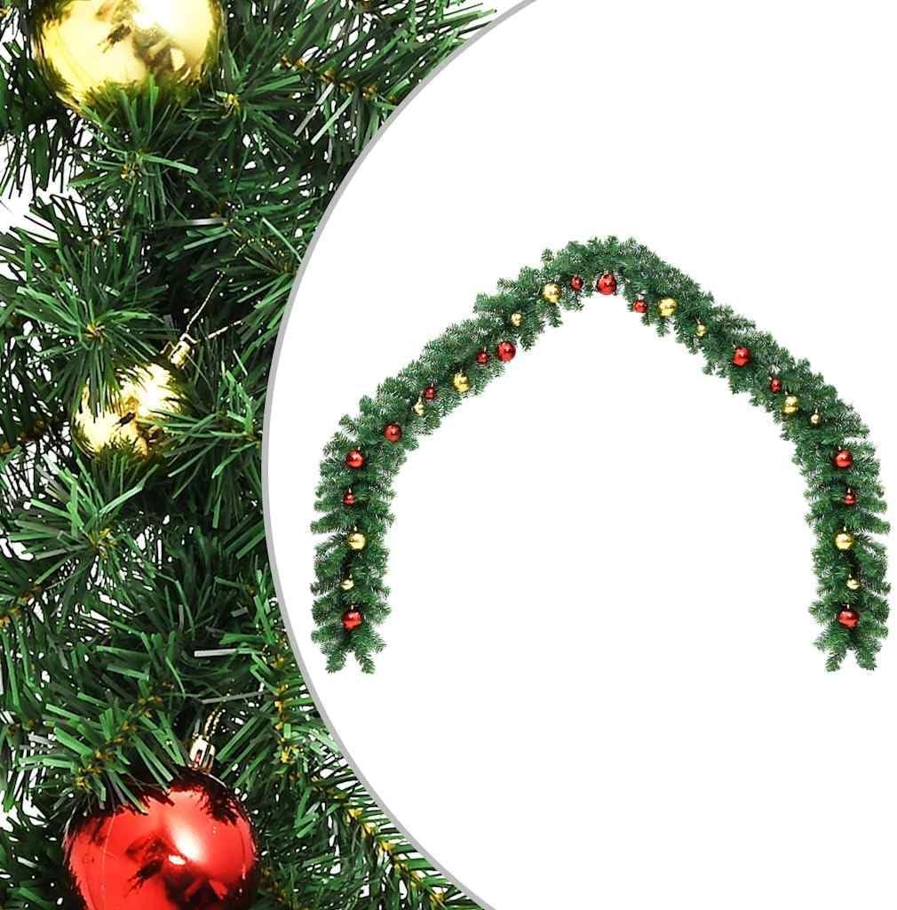 Festive Christmas Garland for Holiday Cheer, Durable, 16 ft with Beautiful Gold and Red Baubles, for Indoor or Outdoor Dcor