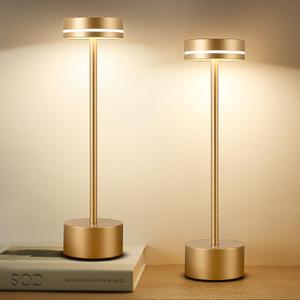 2 Pack LED Cordless Table Lamp Rechargeable, 5000mAh Portable Battery Operated Desk Touch Lamp, 3 Color Dimmable Table Light for Home Office/Dining/Nightstand for Home Dcor Champagne Gold