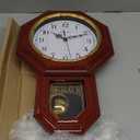 KANEODOT Regulator Wall Clock with Pendulum,Imitation Red Wood Plastic Wall Clock Battery Operated,Vintage Decorative Wall Clocks for Living Room,Farmhouse,Office,Bedroom,Kitchen,Wall Decor