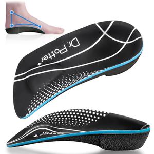 3/4 Plantar Fasciitis Insoles, High Arch Support Inserts for Flat Feet, Over-Pronation and Foot Pain, Metatarsal Support Insoles for Metatarsalgia (X-Small(Men's 3-4.5, Women's 4-5.5)) (Black)