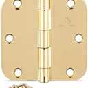 Door Hinges Polished Brass 3.5 Inch Interior Hinges 5/8" Radius - 18 Pack