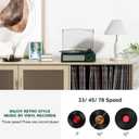 Record Player Bluetooth Turntable with Built-in Speakers & 3 Speed 3 Size Portable Retro Vinyl Record Player for Entertainment and Home Decoration Emerald Green