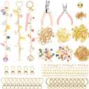 WATINC DIY Keychain Making Kit with Tools - Jewelry Making with Charms, Alphabet Beads, Key Rings, Clips, Punch & Pliers to Make Bag Charms, Friendship Bracelets, Jewelry Gifts for Teens(348pcs), Small