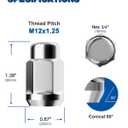 GAsupply M12x1.25 Lug Nuts, Closed End Bulge Acorn Chrome Lug Nuts Cone Seat 1.38" 35mm Tall 3/4" 19mm Hex, 20 Pack