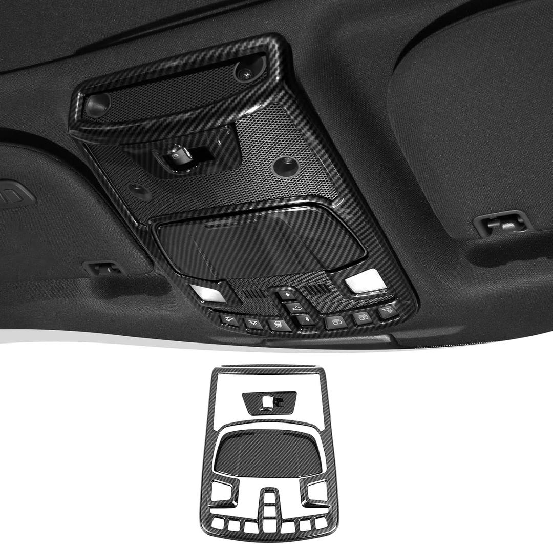 Voodonala for Ford F150 Front Reading Lamp Cover Light Lamp Cover Trim For Ford F-150 F150 2015-2020(Carbon Fiber Black,3Pcs/set)