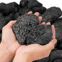 onlyfire 10 lb Large Black Lava Rocks, Volcanic Lava Stones for Outdoor Fire Pits, Indoor Fireplaces, Fire Bowl, Gas Logs and Landscaping, 2.75-5
