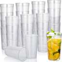 Sumind 24 Pack 12 oz Clear Plastic Cup Reusable Frosted Water Tumblers Restaurant Grade Stackable Drinking Cups Bulk Shatterproof Drink Tumblers for Wedding Birthday Party and Catering Supplies (EXP 12/27/36)