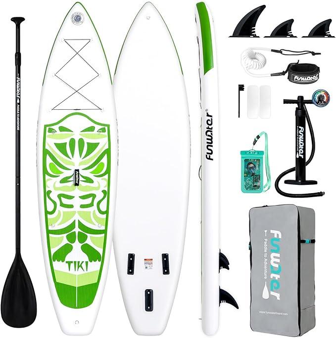 FunWater Inflatable Stand Up Paddle Board with Beginners SUP Accessories | 10'6'' SUP,Anti-Slip EVA Deck,Versatile Yoga/Big Fin Inflatable Paddle Boards for Adults & Youth of All Skill Levels