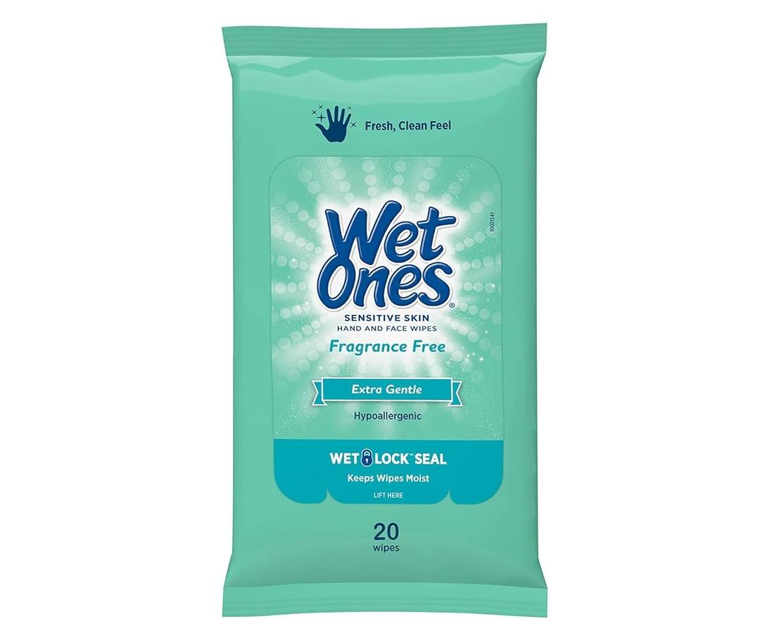 Wet Ones Anti-Bacterial Hand Wipes 20 Count (10 Pieces) Extra-Gentle