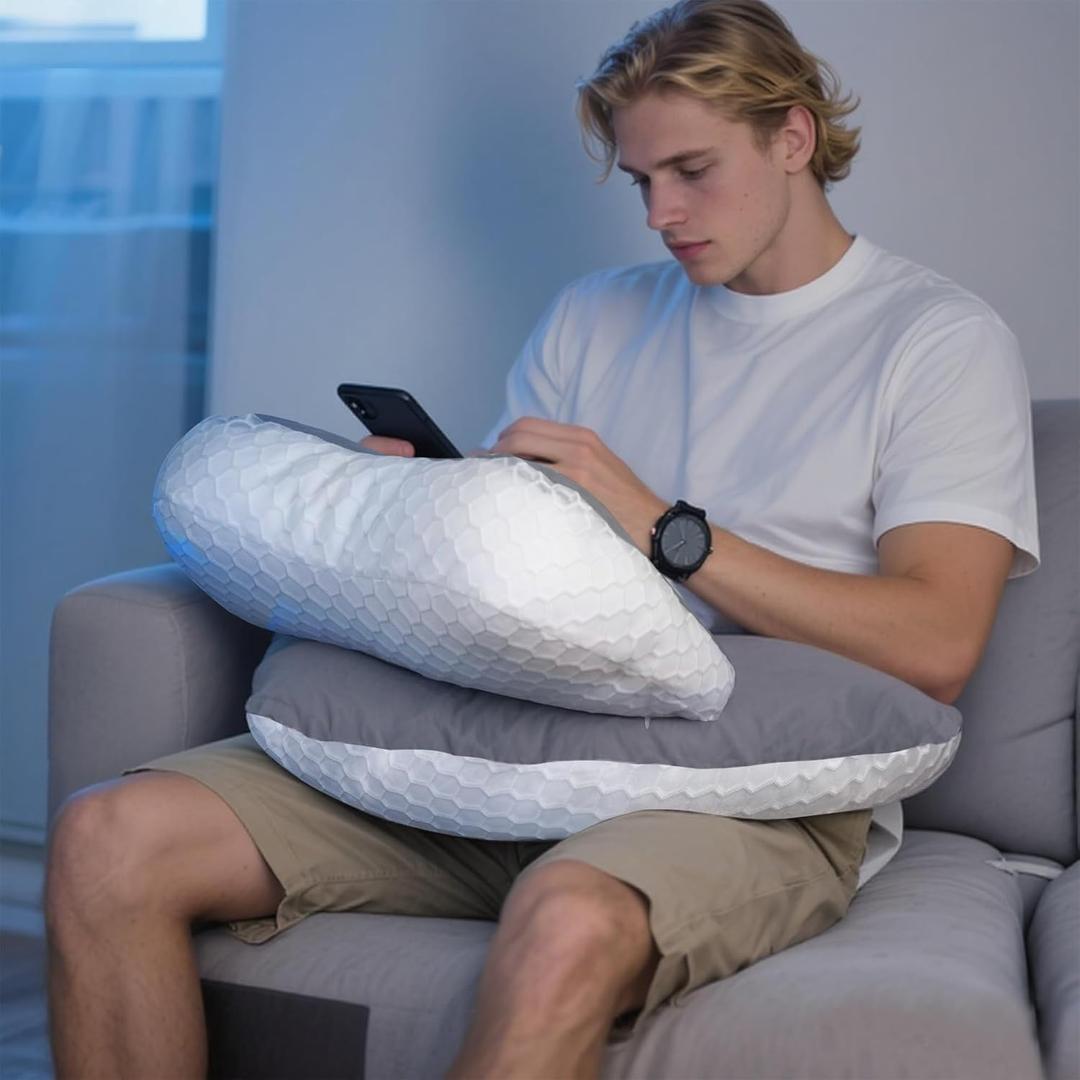 SOUNDANCE Gaming Pillow Reading Pillow for Lap, Arm Support Elbow Rest for Bed Sofa, Ergonomic U-Shaped Design with Equipment Support, Reduces Arm Fatigue During Gaming, Reading, Working, Crocheting