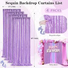 Sequin Curtains 4 Panels Lavender Sequin Backdrop Photo Backdrops Shimmer Background Party Decor Glitter Fabric Light Purple Curtain 26x96 Inch