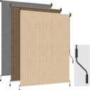 HOMEDEMO Outdoor Roller Shades for Patio, 8'W x 6' H Roll up Shade for Outside, Sun Roller Shade Cloth Roll Blinds Cordless Waterproof for Porch Gazebo Pergola Balcony Backyard Khaki, 96"W x 72"H