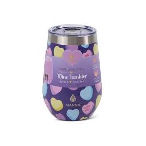 Manna Stainless Steel Wine Tumbler, 12 oz, Purple Talking Hearts