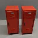 Vercraft 2 Pcs Mini Metal Locker Storage with Lock and 2 Keys 10.8 Inch Small Money Security and Cash Safe Box for Jewelry Back to School Home Office Desktop Container(Red)