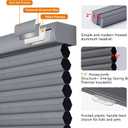 Persilux Custom Blackout Cellular Shades Window Blinds Cordless Free-Stop Honeycomb Blinds for Windows (Grey, 30"W x 48"H) Window Shades for Home, Room Darkening Cellular Blinds & Shades for Bedroom, 30" W X 48" H Ready Made