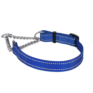 CollarDirect Martingale Dog Collar Training Adjustable Stainless Steel Chain Reflective Nylon Pet Collars for Medium Large Dogs (M, Neck Fit 14"-20")