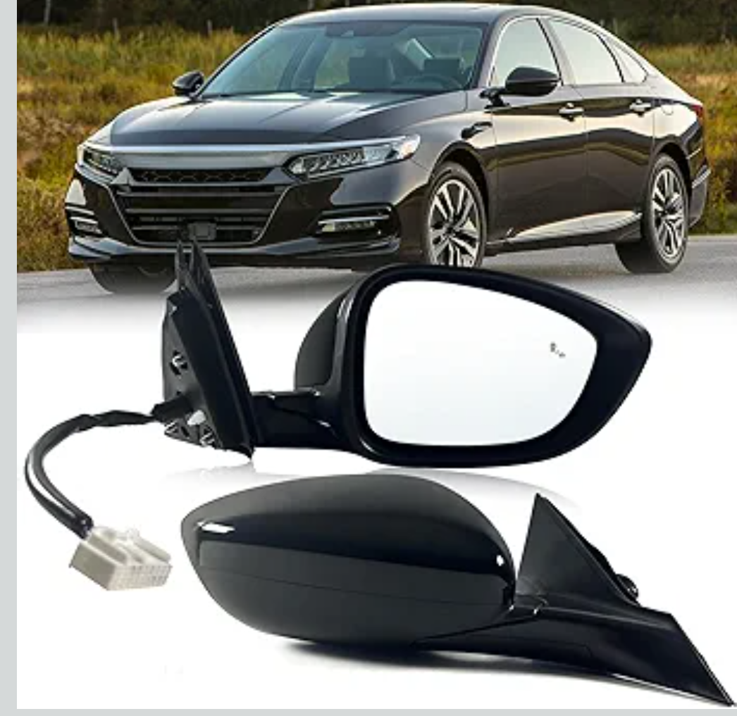 Lqito Left Driver Mirror Fits 20182022 Honda Accord LX, Sport With Power Glass， Heated Blind， Spot Detection and Manual Folding Match to Crystal Black Pearl Replace HO1320329 (7Pins)