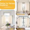 YoungsTex Linen Kitchen Window Curtains 36 Inch Length - Small Semi Sheer Drapes with Back Tab Rod Pocket Lightweight for Bathroom Cafe Window, Chamapgne, 2 Panels, 34 X 36 Inch