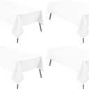 Hiasan 4 Pack White Rectangle Tablecloth - Waterproof and Spillproof Restaurant Washable Polyester Table Cloth for Dining Room, 54 x 80 Inch