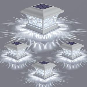 APONUO Solar Post Cap Lights 4 Pack with 1000mAh Battery - for 4x4 5x5 6x6 Fences, Larger Size & Longer Lasting, 2-Mode, IP64 Waterproof, for Deck Patio Yard (White)