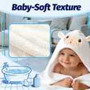 Hooded Baby Towel- Large Baby Towel with Hood31.5 x 31.5 Inch, Natural toddler towels,Ultra Soft and Absorbent Coral Velvet Coral Fleece Bath Towel for Infants, Newborns, Toddlers, Unisex (white)