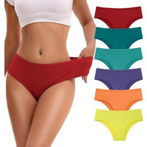 INNERSY Women's Underwear Cheeky Hipster Panties Breathable Cotton Panty 6-Pack (Medium, Rainbow)