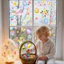 2 x ZAWE 9 Sheets Happy Easter Gnomes Bunny Ears Eggs Flowers Easter Window Clings Double-Sided Reusable Static Window Decals Stickers for Party Home Classroom Office Decorations